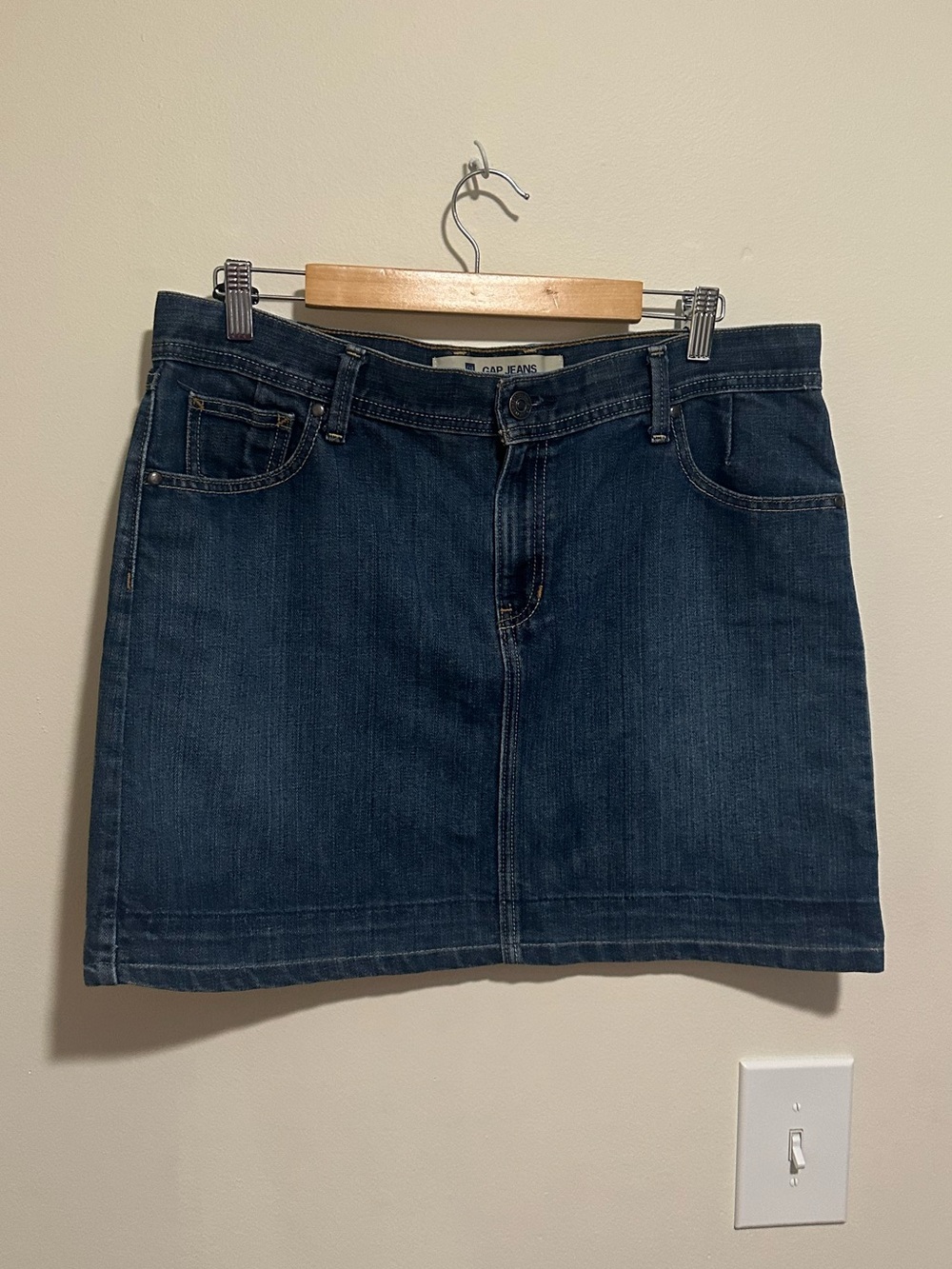 Y2K Denim Mini - GAP Vintage Denim Skirt - Plus Size 14